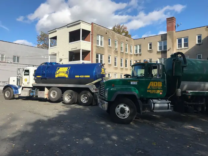 Septic service technician on site